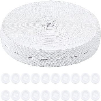 DIY Clothing Adjust Elastic Kits, with Resin Buttons, Flat Elastic Cord/Bands with Buttonhole