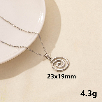 304 Stainless Steel Spiral Pendant Necklaces, Cable Chain Necklaces for Women