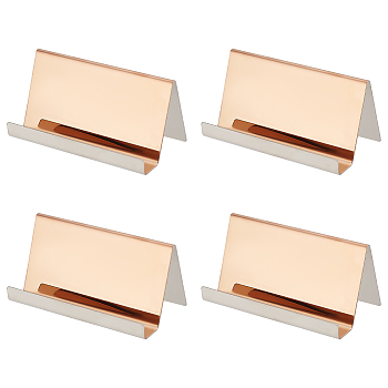 Rectangle 304 Stainless Steel Business Card Holder, Name Card Stand, Rose Gold, 90x50x51mm