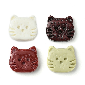 Opaque Resin Beads, Cat Head, Mixed Color, 16x17x4mm, Hole: 1.8mm