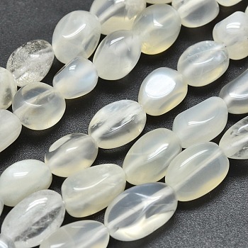 Natural White Moonstone Beads Strands, Nuggets, Tumbled Stone, 12~15x6~8x5mm, Hole: 0.8mm, about 34pcs/Strand, 15.75 inch(40cm)