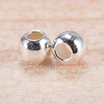 925 Sterling Silver Spacer Beads, Round, Silver, 4mm, Hole: 1.4~1.5mm, 10Pcs/g