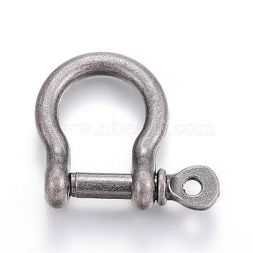 Alloy D-Ring Anchor Shackle Clasps, Antique Silver, 24x30mm, Hole: 2.5mm(PALLOY-P128-02AS)