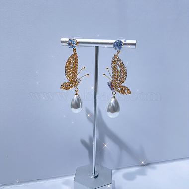 White Butterfly Cubic Zirconia Stud Earrings