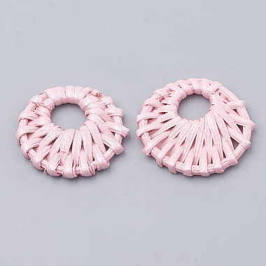 Pink Flat Round Rattan Pendants