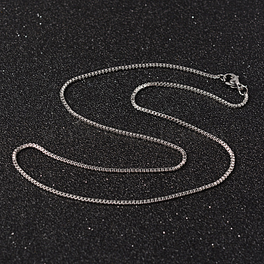 Non-Tarnish 304 Stainless Steel Box Chain Necklaces(NJEW-O096-08P)-2