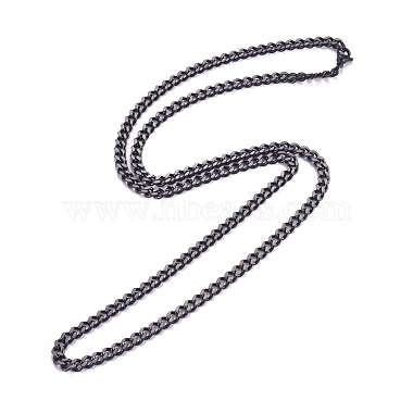 Men's 304 Stainless Steel Cuban Link Chain Necklaces(NJEW-G340-07B)-2