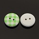2-Hole Flat Round Tartan Pattern Printed Wooden Sewing Buttons(BUTT-M006-M)-3