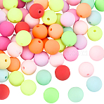 80Pcs Rubberized Style Opaque Acrylic Beads, Round, Mixed Color, 16mm, Hole: 3mm(MACR-SP0001-64)