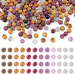 240Pcs 6 Styles Natural Fluorite Beads and Wood Beads, Round, Mixed Color, 6mm, Hole: 1mm(G-KS0001-17)