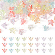 Pandahall 160Pcs 8 Colors Transparent Acrylic Bead Caps, Lily Flower, Mixed Color, 16x12mm, Hole: 1.2mm, 20pcs/color(OACR-TA0001-16)