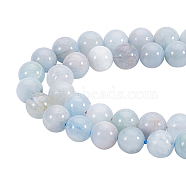 Natural Aquamarine Strands, Round, 8mm, Hole: 1mm, about 46~47pcs/strand, 15.2 inch(38.5cm)(G-O183-04)