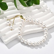 Long-Lasting Plated Brass Beads Slider Bracelets for Women, with Plastic Beads, Round, Golden, Inner Diameter: 1-7/8~2-7/8 inch(4.9~7.4cm)(BJEW-K268-04G)