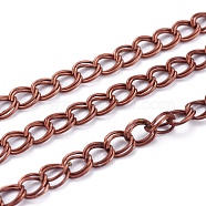 Iron Double Link Chains, Unwelded, Red Copper Color, with Spool, link: 5mm wide, 6mm long, 0.7mm thick, about 328.08 Feet(100m)/roll(CHD004Y-R)