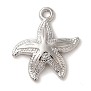 304 Stainless Steel Pendants, Starfish Charm, Stainless Steel Color, 26x23x3mm, Hole: 2mm(STAS-C110-16P)