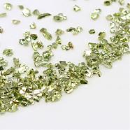 Piezo Glass Beads, No Hole Beads, Chip, Green Yellow, 1~1.5x1~1.5mm, about 440~450g/bag(PIEG-R001-A05)