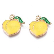 Rack Plating Alloy Enamel Pendants, Cadmium Free & Nickel Free & Lead Free, Light Gold, Peach, Yellow, 17x16x3mm, Hole: 1.2mm(ENAM-S126-143C)