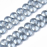 Electroplate Glass Beads Strand, Pearl Luster Plated, Teardrop, Aqua, 10x12x5mm, Hole: 0.8mm, about 82~99pcs/strand, 16.93 inch~ 23.23 inch(43~59cm)(EGLA-S188-27-A01)