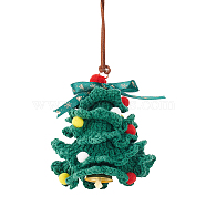 Crochet Christmas Tree Hanging Pendant Decorations, for Auto Rear View Mirror and Car Interior Hanging Accessories, Dark Green, 370~430mm(HJEW-WH0007-14)