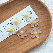 Cellulose Acetate(Resin) Pendants, Translucent Flower Charms, Yellow, 20x20mm(PW-WG77678-01)