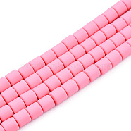 Handmade Polymer Clay Bead Strands, Column, Flamingo, 6.5x6mm, Hole: 1.2mm, about 61pcs/strand, 15.75 inch(40cm)(CLAY-ZX006-01-28)