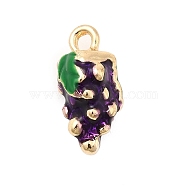 Alloy Enamel Pendants, Golden, Grape, 16x7.5x8mm, Hole: 1.8mm(FIND-I044-01A)