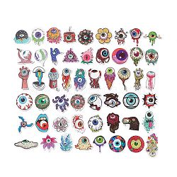 52Pcs 52 Styles Evil Eye Pattern Cartoon Paper Sticker Label Set, Adhesive Label Stickers, for Suitcase & Skateboard & Refigerator Decor, Mixed Color, 43.5~75.5x33~74x0.2mm, 1pc/style(STIC-P004-16)