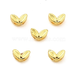 Brass Beads, Lead Free & Cadmium Free, Long-Lasting Plated, Leaf, Golden, 3x5x2.8mm, Hole: 1mm(KK-H495-01G)