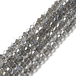 Transparent Electroplate Glass Beads Strands, AB Color Plated, Faceted Bicone, Gray, 4.5x4mm, Hole: 0.8~1mm, , about 75~78pcs/strand, 28~29cm(EGLA-S056-4mm-15)