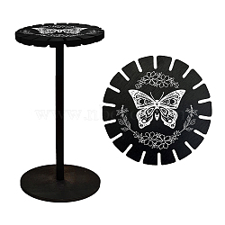 Wooden Wheel, Wooden Display Shelf, Black Holder Stand, Rustic Divination Pendulum Storage Rack, Witch Stuff, Butterfly Pattern, Wheel: 120x8mm, 2pcs, Studdle: 288x12mm, 1pc(DJEW-WH0046-003)