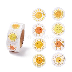 Cartoon Paper Stickers, Self Adhesive Roll Sticker Labels, for Envelopes, Bubble Mailers and Bags, Flat Round with Abstract Pattern, Sun Pattern, 2.5x0.01cm, 500pcs/color(DIY-B041-31B)