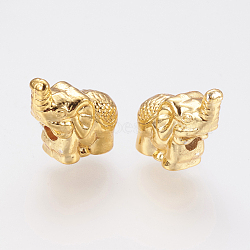 Long-Lasting Plated Alloy Beads, Elephant, Golden, 12x5.5x11mm, Hole: 2mm(X-PALLOY-G204-08G)