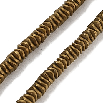 Electroplated Synthetic Non-magnetic Hematite Beads Strands, Wavy Disc, Matte Style, Golden Plated, 4x1.5mm, Hole: 1mm, about 306pcs/strand, 16.30''(41.4cm)