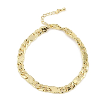 Rack Plating Brass Bracelets for Women, Long-Lasting Plated, Lead Free & Cadmium Free, Heart, Real 18K Gold Plated, 7-5/8 inch(19.5cm)