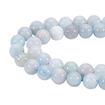Natural Aquamarine Strands, Round, 8mm, Hole: 1mm, about 46~47pcs/strand, 15.2 inch(38.5cm)