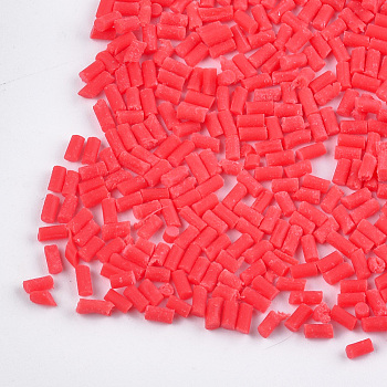 Handmade Polymer Clay Sprinkle Beads, Fake Food Craft, No Hole, Column, Red, 2~6x1.5mm