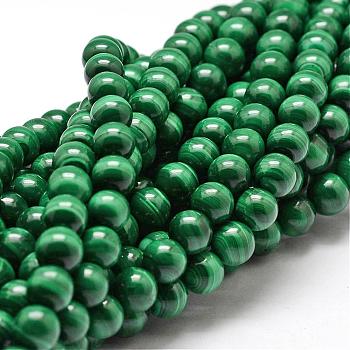 Natural Malachite Bead Strands, Round, 8mm, Hole: 1mm, about 48pcs/strand, 15.7 inch