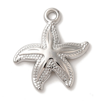 304 Stainless Steel Pendants, Starfish Charm, Stainless Steel Color, 26x23x3mm, Hole: 2mm