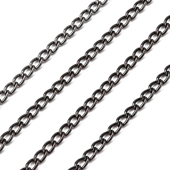 Iron Twisted Chains Curb Chains, Unwelded, Gunmetal, with Spool, Link:4x6mm, 1mm thick, about 164.04 Feet(50m)/roll