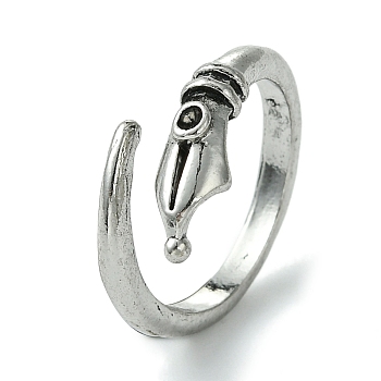 Pen Alloy Open Cuff Rings, Lead Free & Cadmium Free, Antique Silver, 5mm, Inner Diameter: 17mm