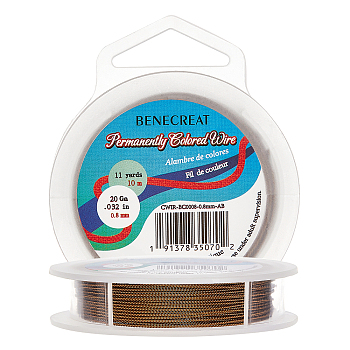 BENECREAT 3 Strands Copper Craft Wire, Long-Lasting Plated, Twisted Round, Antique Bronze, 20 Gauge, 0.8mm, about 10m/roll