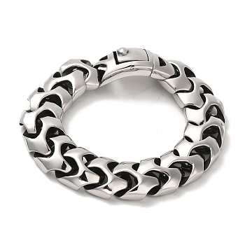 304 Stainless Steel Link Chain Bracelets for Women Men, Antique Silver, 8-5/8 inch(22cm)