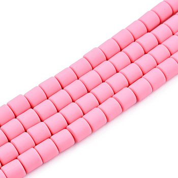 Handmade Polymer Clay Bead Strands, Column, Flamingo, 6.5x6mm, Hole: 1.2mm, about 61pcs/strand, 15.75 inch(40cm)