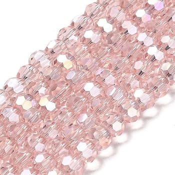 Transparent Glass Beads, Faceted, Round, Linen, 6x5.5mm, Hole: 1.2mm, about 91~93pcs/strand, 19.57''~19.92''(49.7~50.6cm)