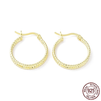925 Sterling Silver Hoop Earrings, Double Layer Rings, with S925 Stamp, Real 18K Gold Plated, 25x3x20.5mm