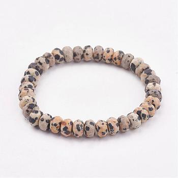 Natural Dalmatian Jasper Stretch Bracelets, 2 inch(52mm)