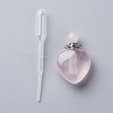 Pendentifs de bouteille de parfum ouvrants en quartz rose naturel(G-K420-07)-2