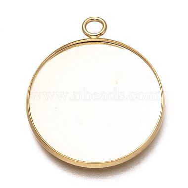 Real 18K Gold Plated Flat Round 304 Stainless Steel Pendants