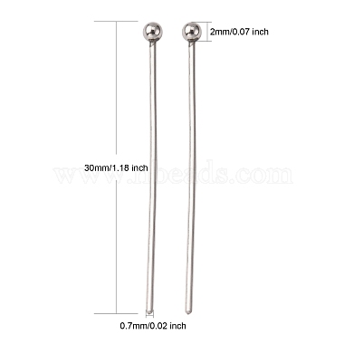 304 Stainless Steel Ball Head Pins(STAS-K146-045-30x0.7mm)-5