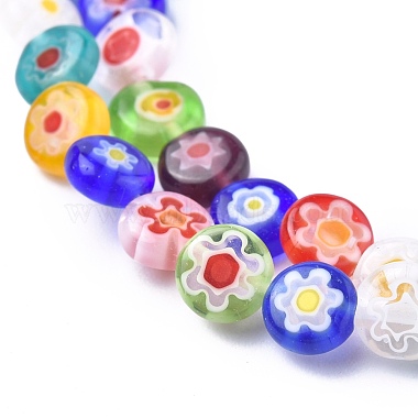 Flat Round Handmade Millefiori Glass Beads(LK-R004-55)-3